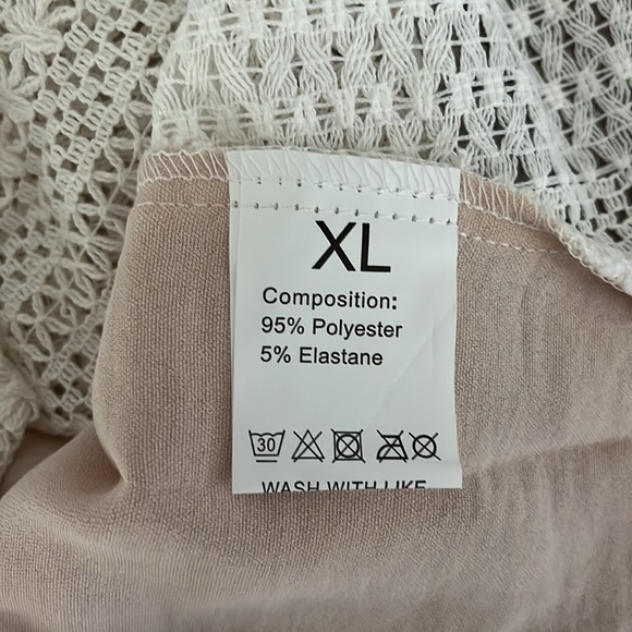 Women’s Tan Fabric Back Of Shirt And Lace Front And Sleeves Size XL (12) NEW - Picture 5 of 8